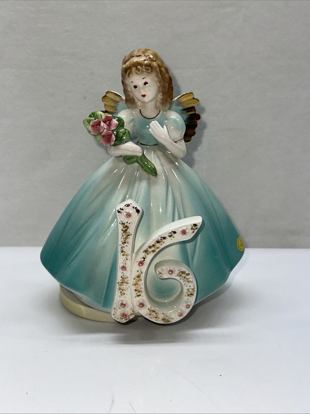 Vintage Joseph Originals Angel 16th Birthday Girl Porcelain Figurine Music Box